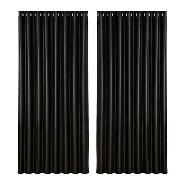 Artiss 2X Blockout Curtains Eyelet 300x230cm Black Shine